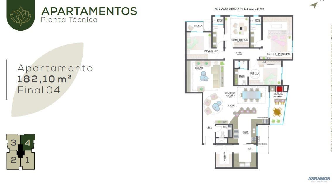 Apartamento de 4 quartos com 2 suítes e 182 m² em Itajaí