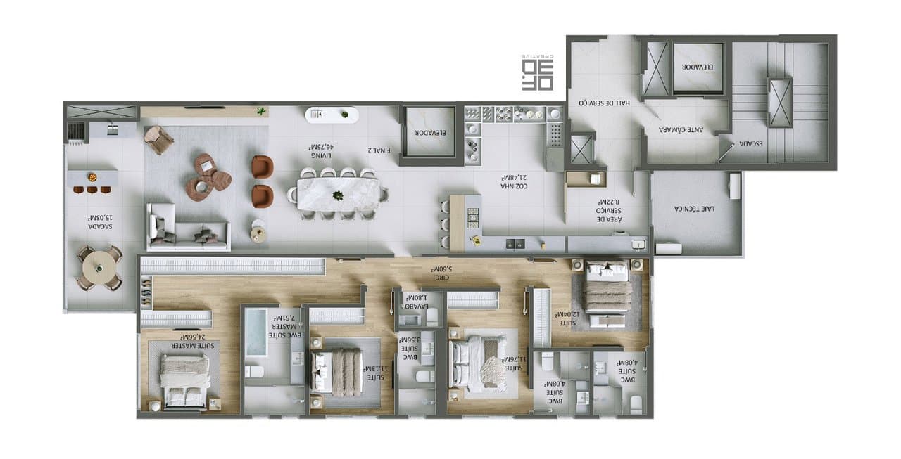 Apartamento de 4 quartos com 4 suítes e 208 m² em Itajaí