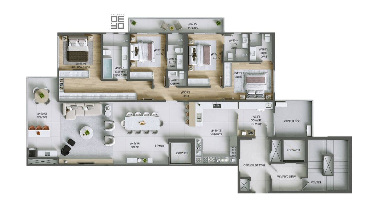 Apartamento de 4 quartos com 4 suítes e 217 m² em Itajaí
