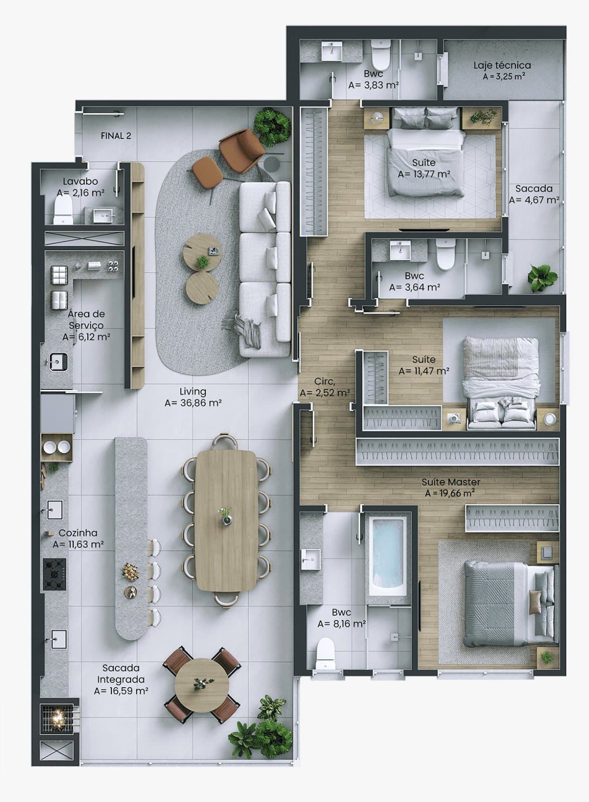 Apartamento de 3 quartos com 3 suítes e 179 m² em Itajaí