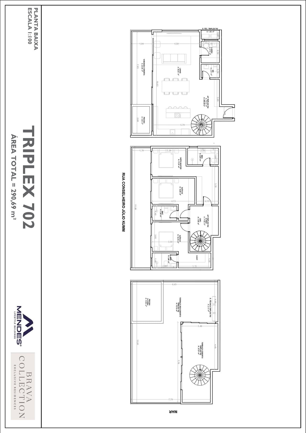 Apartamento de 3 quartos com 3 suítes e 290 m² em Itajaí