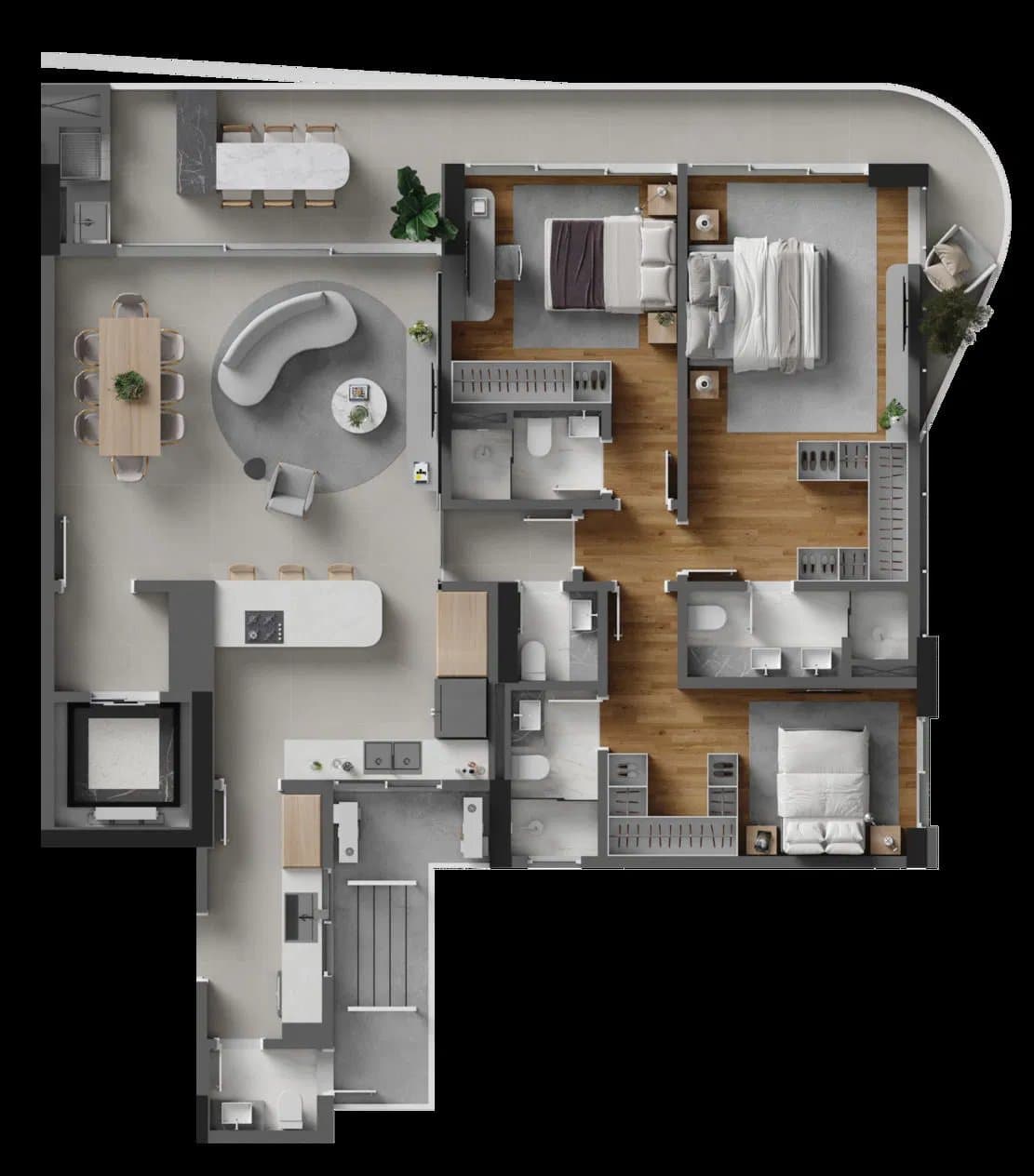 Apartamento de 3 quartos com 3 suítes e 168 m² em Itajaí