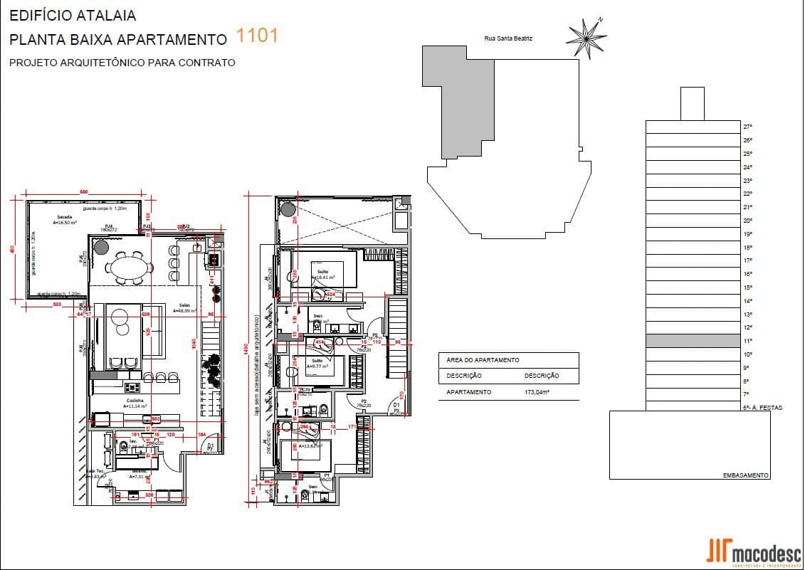 Apartamento de 3 quartos com 3 suítes e 173 m² em Itajaí