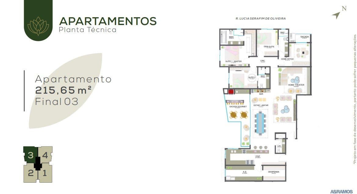 Apartamento de 3 quartos com 3 suítes e 216 m² em Itajaí