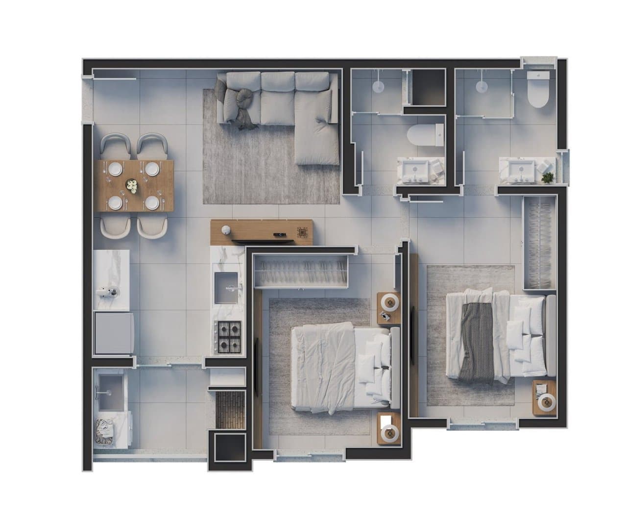 Apartamento de 2 quartos com 1 suíte e 56 m² em Itajaí