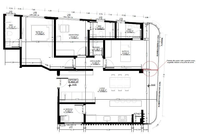 Apartamento de 3 quartos com 3 suítes e 99 m² em Itajaí