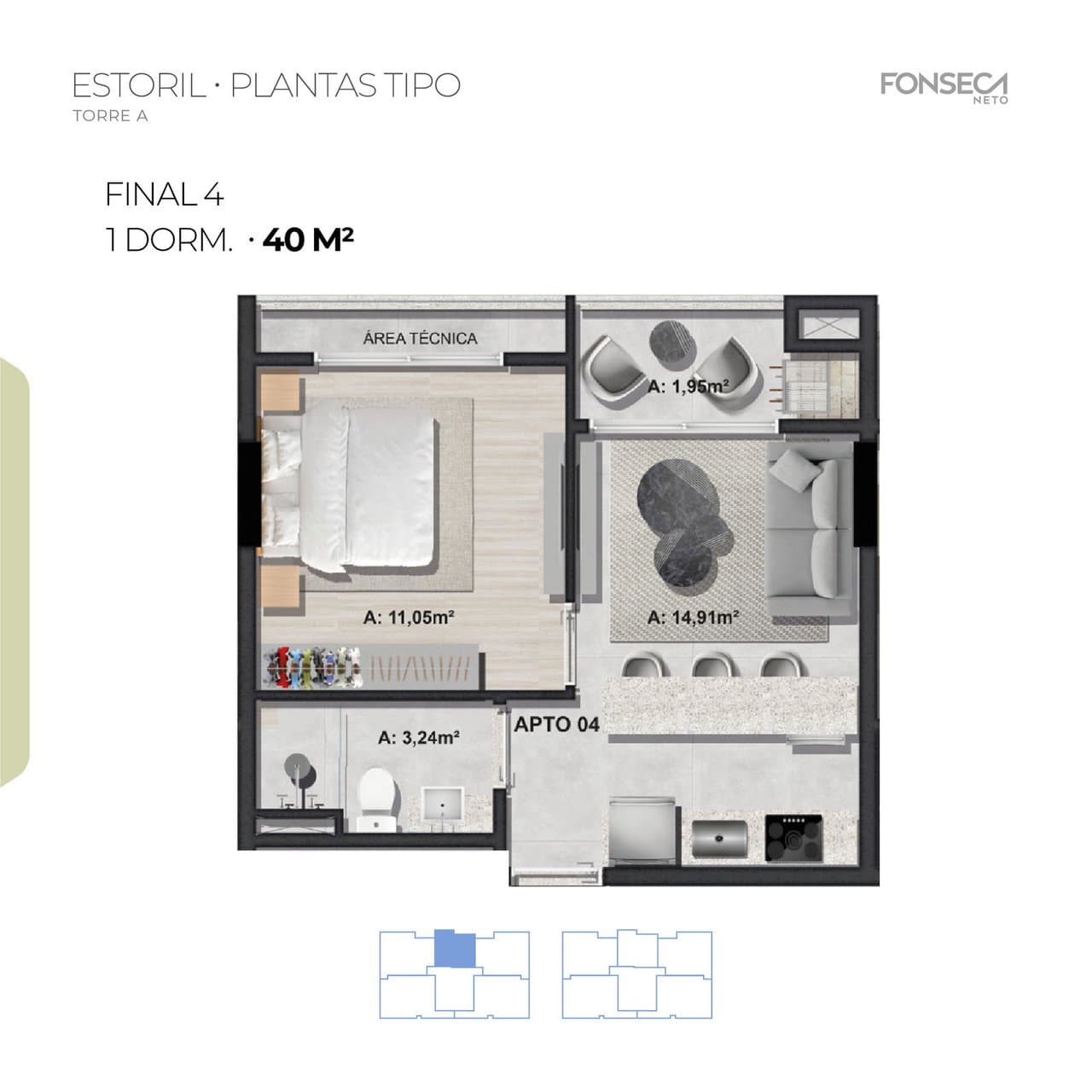 Apartamento de 1 quarto e 40 m² em Camboriú