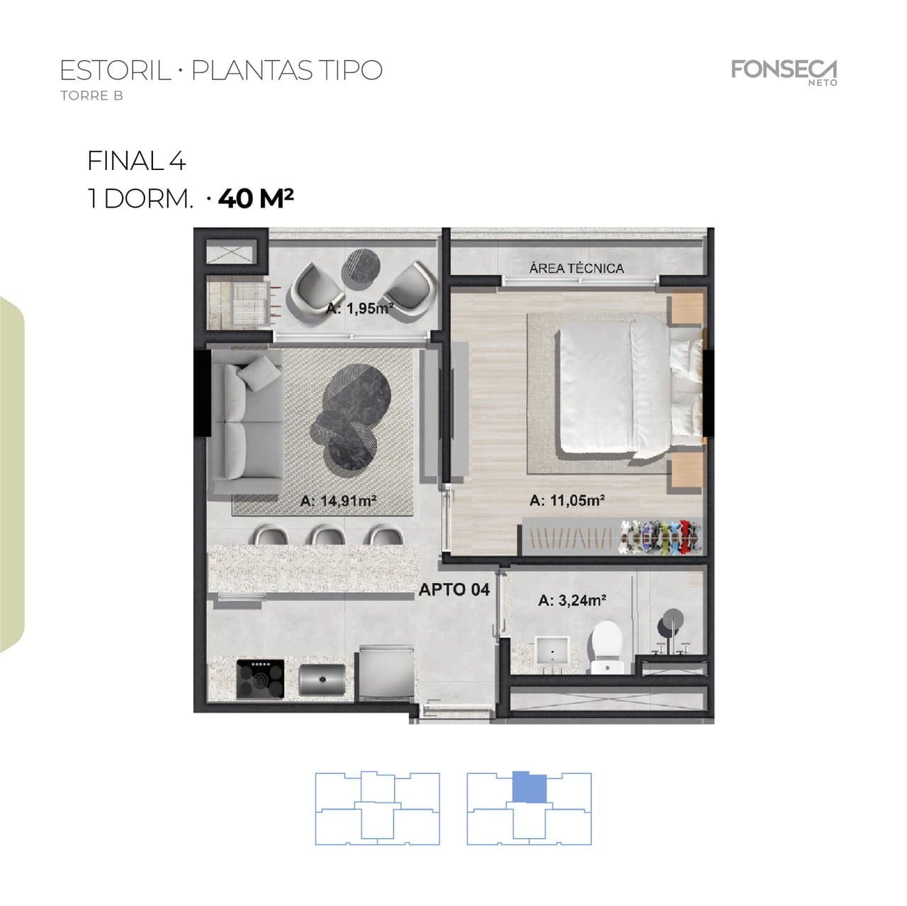 Apartamento de 1 quarto e 40 m² em Camboriú