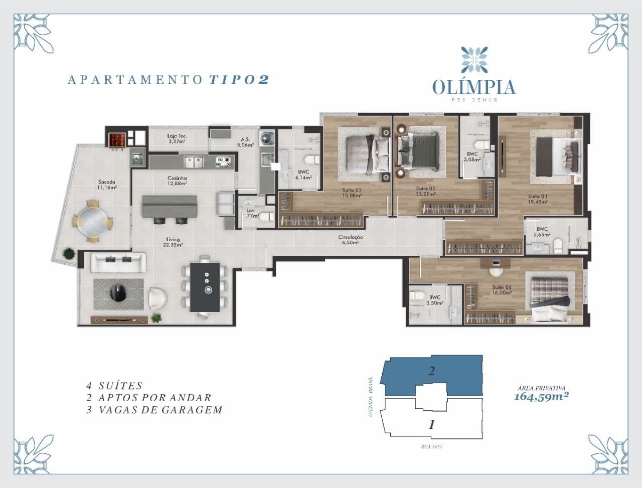 Differentiated de 4 quartos com 4 suítes e 192 m² em Bal. Camboriú