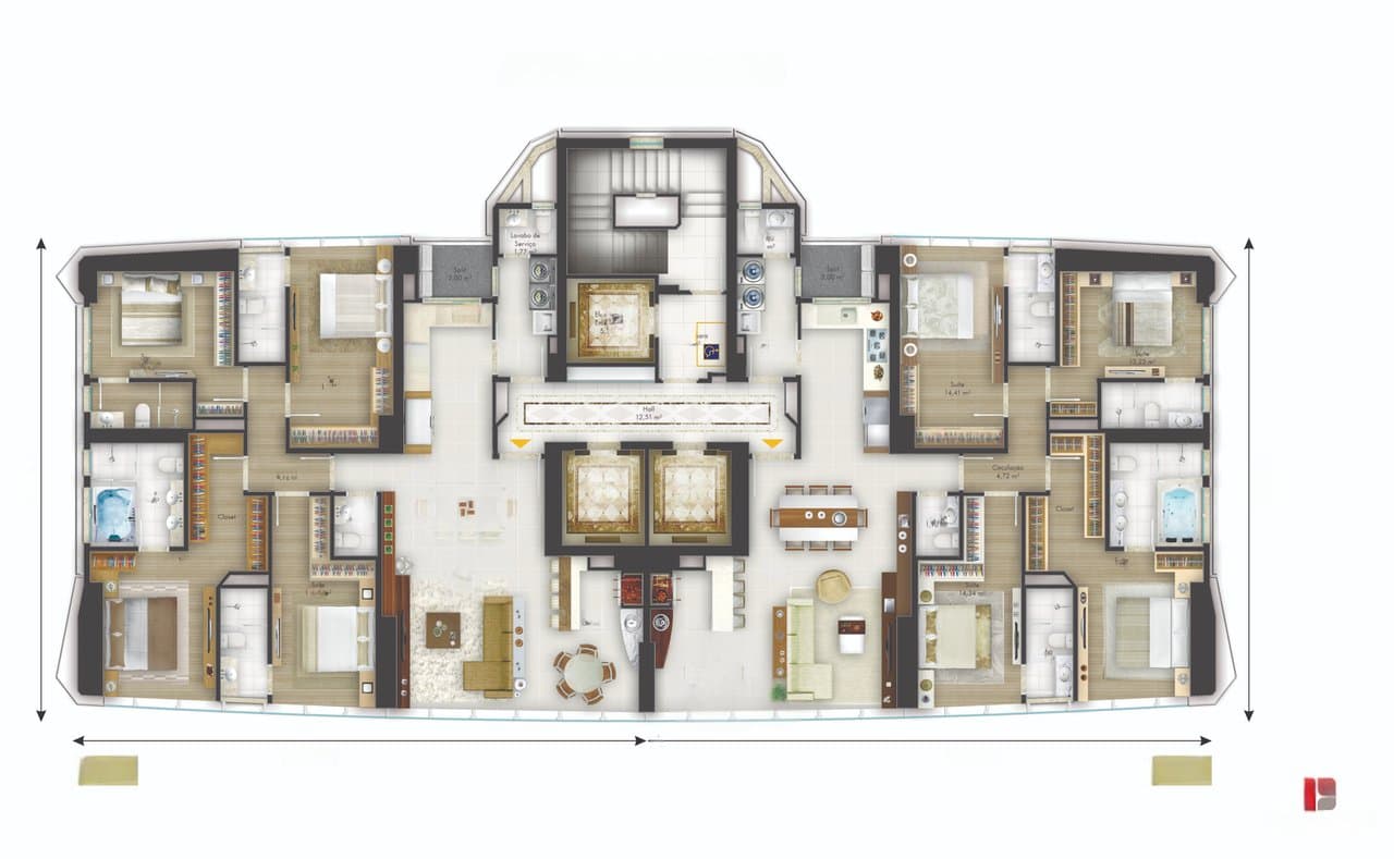 Apartamento de 4 quartos com 4 suítes e 165 m² em Bal. Camboriú